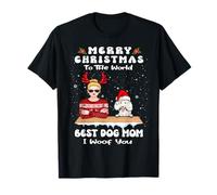 Poodle Christmas To The World Best Dog Mom Funny Xmas Maglietta