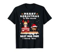 Poodle Christmas To The World Best Dog Mom Funny Xmas Maglietta