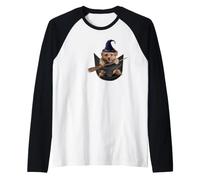 Poodle Dog in The Pocket Witch Hat Halloween Maglia con Maniche Raglan