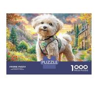 Poodle Jigsaw Puzzles for Adults Challenging Puzzle Games The Impossible Challenge 1000 Pieces Puppy Sunlit Enchanted Forest Difficult Hard Jigsaw Puzzles for Man And Woman with Letters on Back 38x26