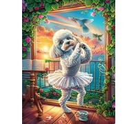 Poodle Puppy Dancing by A Window Puzzle 500 Pezzi Giochi Da Tavolo Intelligenti Science Fiction Magical Dream Familiare Sfida Logica Per Adulti Rilassamento Pressione Ridotta in Casa 500 PCS