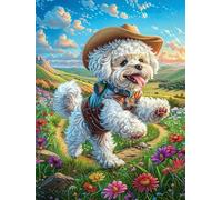 Poodle Puppy with A Cowboy Hat Puzzle 1000 Pezzi Per Principianti Assoluti Science Fiction Magical Dream Cartone Rigido Difficoltà Bassa Per Imparare Con Guida Passo Passo Qualità Garantita Con Poster
