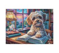 Poodle Reading Book Cottage Flower Field Cute Pet Puzzle 500 Pezzi Idea Regalo Figlio Gioco Educativo Creativo Ragazzi Rilassamento Pressione Ridotta A Scuola 500 PCS