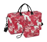Poodle Scarlet Seamless Picture Seamless Pattern_1 borsa grande da portare con sé il fine settimana, borsa sportiva con tracolla regolabile per yoga, set da 2 pezzi