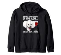 Poodle Wine Lover Gift for Her Felpa con Cappuccio