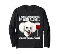 Poodle Wine Lover Gift for Her Maglia a Manica