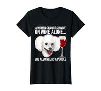 Poodle Wine Lover Gift for Her Maglietta
