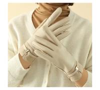 POOIQX Guanti Eleganti alla Moda con Touch Screen, in Pelle Scamosciata Invernale da Donna, for Tenere al Caldo,Destrezza Garantita(Beige)