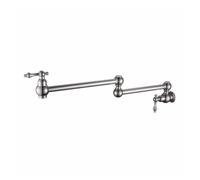 POOIQX Rubinetto di riempimento pentola con Doppia valvola di intercettazione Montato a Parete con Maniglie a Leva con beccuccio oscillante a Doppio snodo da 22" Durevole(Brushed Stainless)