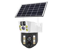 POOIQX Telecamera IP 4K 8MP a doppia lente, solare, 4G, WiFi, batteria wireless, bassa potenza, rilevamento del movimento PIR, videosorveglianza CCTV esterna, Aiuto al monitoraggio(WiFi Cam No Card)