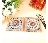 Pooja Chowki Bajot, set choki in legno, per Diwali Pooja, festival e decorazioni per la casa, confezione da 2