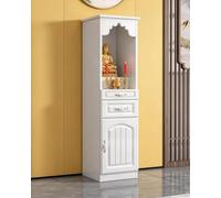 Pooja Mandir Per La Casa - Mobile Mandir Con Ripiano Estraibile E Tempio In Legno Per Preghiera Quotidiana, Incenso E Offerte(White,15.7 inch (40cm))