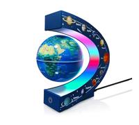 Poojaed - Lampada a globo magnetica con luci LED, per ufficio, casa, biblioteca, regalo perfetto per uomini, donne, papà, mariti (globo 8,5 cm, blu (Nine Planets))