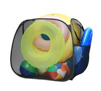 Pool Accessory Storage Basket - Polyester Mesh Steel Frame 35.43x35.43x31.5in | Foldable Container Bin With Side Handles | Large Floating Toy Organizer For Backyard Patio Beach House Water Park