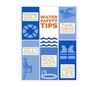 Pool and Water Tips Educational Guide Canvas Wall-Art Poster for Summer Cottage Bathroom(Unframed,12x18inch(30x45cm))