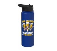 Pool & Beer That's Why I'm Here Billiard Players Funny Stainless Steel Insulated Water Bottle