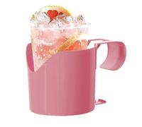 Pool Cup Holder, Swimming Poolside Basket, Pink Color, Multi-Compartment Design, Weather-Resistant Build, Ground Beverage Organizer for Towels, Phones, Toys, Drinks, Deckside or Backyard Pool Use