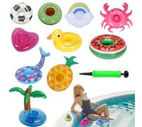 Pool Drink Floats,10X Floating Cup Holder | Floating Inflatable Beverage Tray with Cute Design for Spa Beach Lake Outdoor Poolside Hot Tub