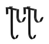 Pool Equipment Hooks - 8.27 Inches 2 Tier Metal Holder | Adjustable Pool Pole Hanger, Heavy Duty Storage Rack, Skimmer Net Brush Towel Organizer, Poolside Tool Storage Hook For Hose Rake Cleaning