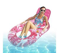 Pool Float Lounger - zattera gonfiabile per adulti, motivo foglia d'acero con portatazza integrato, comodo letto galleggiante, design durevole, carri d'acqua estivi per vacanze in piscina da spiaggia