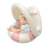 Pool Float - PVC 0-4 Years | Inflatable Boat Float | Safety Seat With Removable Sun Protection Canopy Foldable Swim Ring Cartoon Design For Swimming Beach Wading Spring