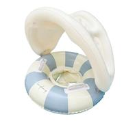 Pool Float - PVC 0-4 Years | Inflatable Boat Float | Safety Seat With Removable Sun Protection Canopy Foldable Swim Ring Cartoon Design For Swimming Beach Wading Spring