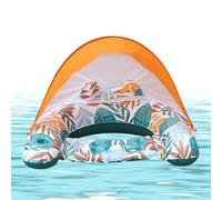 Pool Float Set - Inflatable Floating Lounge Chair Canopy System, Ergonomic Headrest Water Relaxation Float Kit, Summer Beach Vacation Travel Resort Lake River Use, Outdoor Water Activities Comfort