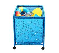 Pool Float Storage - Rolling Swim Ring Organizer Bin, Large Capacity Outdoor Storage Rack for Pool Toys, Swim Rings, Buoys and Beach Accessories, Foldable Rolling Organizer for Patio, Garden, Backyard