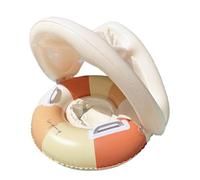 Pool Float With Removable Sunshade | PVC, Vintage Striped Seat Ring | Anello da nuoto pieghevole per 0-4 anni | Beach Water Play, Design dei cartoni animati