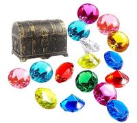 Pool Gems - Giocattoli Da Immersione 14x10x10cm, Scatola Di Tesoro in Gomma in Legno, Set Sotto- Colorato con Forme Scintillanti | Accessori Di Nuoto Divertenti per Ragazze per Filo