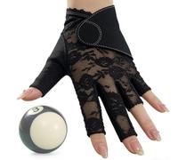 Pool Glove Left Hand - Womens Left Hand Lace Billiards Gear | Women Pool Glove | Stretchable Pools Gloves | Womens Laces Billiard Gear | Lace Billiard Gloves For Training Competition Gym Bar Hall Home