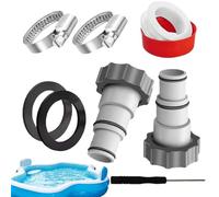 Pool Hose Adapter - 1.25 To 1.5 Inch Connector | Clip And Gasket Included | Multi-Brand Compatible Pool Filter Pump Interface | Hose Clamps | Home Gardening Fittings For Fountain, Warmer, Beginners, B