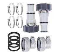 Pool Hose Adapter - 1.25 To 1.5 Inch Connector | Clip And Gasket Included | Multi-Brand Compatible Pool Filter Pump Interface | Hose Clamps | Home Gardening Fittings For Fountain, Warmer, Beginners, B