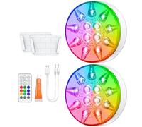 Pool Lights - 3.15 Inch Submersible Pool Lights | RGB LED Pools Light - ABS IP68 Waterproof 2600mAh Rechargeable 16 Color Underwater Light with Remote for Pools Ponds Gardens Patio Decor