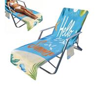 Pool Lounge Chair Cover - Anti Slip Microfiber Absorbent Towel for Outdoor Seating | 210x75cm Quick Dry Fabric with Side Pocket Storage, Beach Garden Patio Sunbathing Use for Beach Backyard