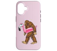 Pool Party Bigfoot Flamingo Uomo Donna Sasquatch Pink Float Custodia per iPhone 16