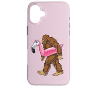 Pool Party Bigfoot Flamingo Uomo Donna Sasquatch Pink Float Custodia per iPhone 16 Plus