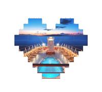Pool Party Cruise Ship Building Brick Block Puzzle a forma di cuore, puzzle con foto personalizzate per adulti Micro blocchi di costruzione 3D per la decorazione domestica Set di mattoni