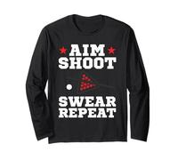 Pool Playing Aim Shoot Swear Repeat Pool Playing Billiards Maglia a Manica
