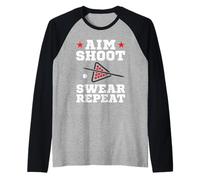 Pool Playing Aim Shoot Swear Repeat Pool Playing Billiards Maglia con Maniche Raglan