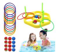 Pool Ring Throw Games, Floating Foam Triangle Pond Game, Water Sports with Floating Balls, Motor Skills Swimming Activities, Summer Season for Family, Home, Backyard Play