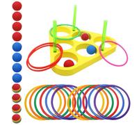 Pool Ring Throw Games, Floating Foam Triangle Pool Game, Water Sports Toy with Balls, 12.99x11.81inc, for Motor Skills Development, Swimming Activities, Family And Home