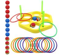 Pool Ring Throw Games, Floating Foam Triangle Throws Game, Water Sports Set with Ball Motor Skill Development, Ideal for Family Swimming Activities, Backyard Fun, 33 x 30 cm