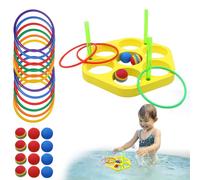 Pool Rings Toss - Floating Triangle Ring Throw Games, Foam Swimming Activities With Balls | Ideal For Water Sports, Kids, Adults, Family Fun, Backyard, Summer Activities, Beach, Outdoor Play