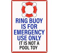 Pool Rules Ring Buoy Emergency Use Only Not a Toy Metal Sign 8 X 12