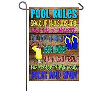 Pool Rules Vertical Summer Pool Bandiera Esterna 30X45Cm Bandiere Appendere Decorative Bandiera Di Benvenuto Per Fattoria Interni Patio