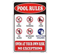 Pool Safety Placards - Outdoor Caution Signage, Weatherproof Decking Decor, Rustproof Water Park Notices, Poolside Regulation Display | Important Swimming Pool Rules Board Backyard Deck Patio Beach