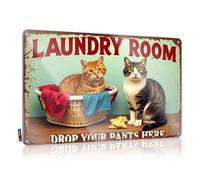 Pool Stuff, Art Funny Designer Wall Decor, New Rustic Metal Tin Sign For Man Cave | Regalo per le vacanze all'aperto personalizzato due gatti nel cesto della biancheria con didascalia "Drop Your Pants