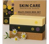 Poola & Bloom Sapone Grande Uomo Sapone Carbone Attivo Set di 3 Saponi da 175g con Minerali del Mar Morto e Tè Nero per Una Pelle Pulita e Rivitalizzata