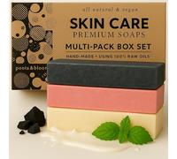 Poola & Bloom Set di Saponi Artigianali Nutrienti 3 Pezzi 175g - Sapone Al Patchouli Sapone Al Carbone Attivo Sapone Al Latte di Capra Idratante e Riequilibrante per la Pelle